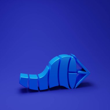 Mavi koni meteoroloji rüzgar gülü ikonu mavi arka planda izole edilmiş. Rüzgâr Sock rüzgarın yönünü ve gücünü gösteriyor. Minimalizm kavramı. 3 Boyutlu resimleme.