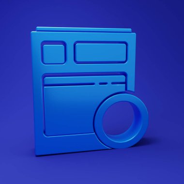 Mavi Mutfak bulaşık makinesi simgesi mavi arka planda izole edilmiş. Minimalizm kavramı. 3 Boyutlu resimleme.