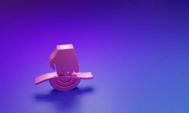 Mor-mavi arkaplanda izole edilmiş pembe masaj simgesi. Rahatlatıcı, boş zaman. Minimalizm kavramı. 3 Boyutlu resimleme.