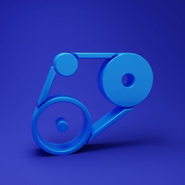 Mavi Zamanlayıcı kemer kiti simgesi mavi arkaplanda izole edildi. Minimalizm kavramı. 3 Boyutlu resimleme.