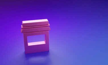 Mor-mavi arkaplanda izole edilmiş pembe reçel kavanozu simgesi. Minimalizm kavramı. 3 Boyutlu resimleme.