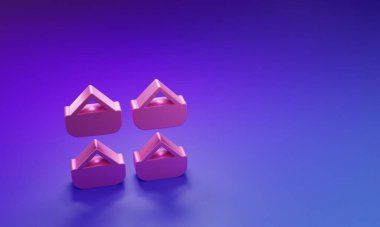 Mor-mavi arka planda izole edilmiş pembe Hint baharat ikonu. Minimalizm kavramı. 3 Boyutlu resimleme.