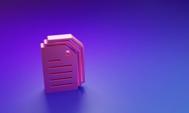 Pembe Dosya belgesi simgesi mor-mavi arkaplanda izole edildi. Kontrol listesi simgesi. İş konsepti. Minimalizm kavramı. 3 Boyutlu resimleme.