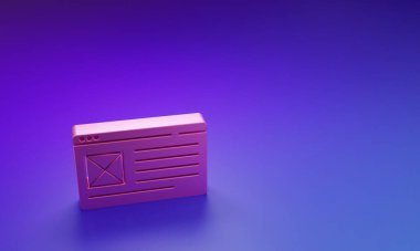 Mor-mavi arkaplanda izole edilmiş Pembe Tarayıcı pencere simgesi. Minimalizm kavramı. 3 Boyutlu resimleme.