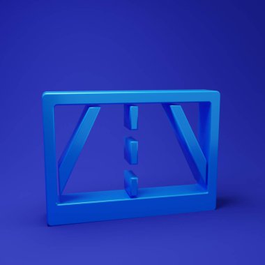 Mavi arka planda harita simgesine sahip Mavi GPS aygıtı. Minimalizm kavramı. 3 Boyutlu resimleme.