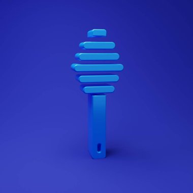 Mavi Bal Çubuğu simgesi mavi arkaplanda izole edildi. Tatlı kepçe. Minimalizm kavramı. 3 Boyutlu resimleme.