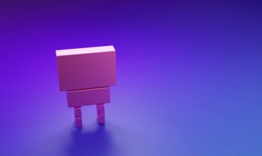 Pembe Charger simgesi mor-mavi arkaplanda izole edilmiş. Minimalizm kavramı. 3 Boyutlu resimleme.