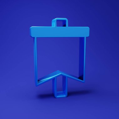 Mavi Bayrak simgesi mavi arkaplanda izole edildi. Zafer, kazanmak ve zorluk konseptini fethetmek. Minimalizm kavramı. 3 Boyutlu resimleme.