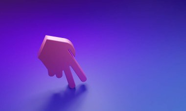 Mor-mavi arka planda izole edilmiş pembe beyzbol eldiveni ikonu. Minimalizm kavramı. 3 Boyutlu resimleme.