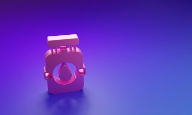 Mor-mavi arka planda izole edilmiş pembe propan benzin tankı ikonu. Yanabilir benzin deposu ikonu. Minimalizm kavramı. 3 Boyutlu resimleme.