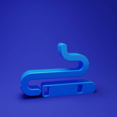 Mavi Puro simgesi mavi arkaplanda izole edildi. Minimalizm kavramı. 3 Boyutlu resimleme.