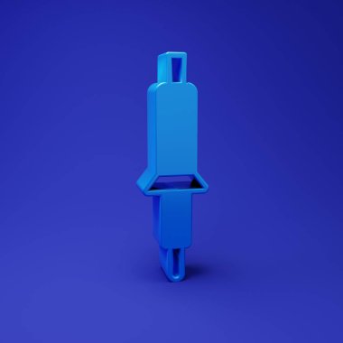 Mavi lehim sembolü mavi arkaplanda izole edildi. Minimalizm kavramı. 3 Boyutlu resimleme.