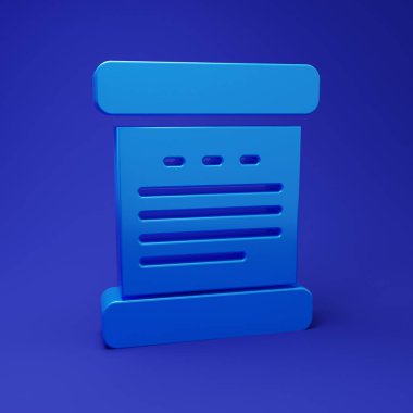 Mavi bağımsızlık ilanı mavi arka planda izole edildi. Minimalizm kavramı. 3 Boyutlu resimleme.