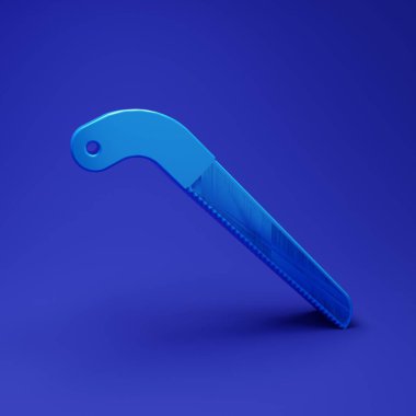 Mavi Bahçe mavi arkaplanda izole edilmiş bir simge gördü. Minimalizm kavramı. 3 Boyutlu resimleme.