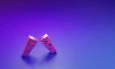 Mor-mavi arka planda izole edilmiş pembe bira ikonu. Minimalizm kavramı. 3 Boyutlu resimleme.