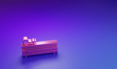 Mor-mavi arkaplanda izole edilmiş pembe video oyun konsolu simgesi. Minimalizm kavramı. 3 Boyutlu resimleme.