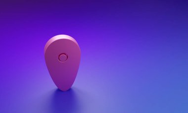 Pembe Kalkan simgesi mor-mavi arkaplanda izole edilmiş. Gardiyan. Güvenlik, güvenlik, koruma, gizlilik kavramı. Minimalizm kavramı. 3 Boyutlu resimleme.