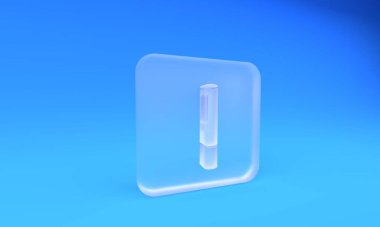 Buzlu cam marihuana mekanı, mavi arka planda izole edilmiş ot ikonu. Uyuşturuculu sigara, esrar sarılmış sigara. Kare buzlu cam düğme. 3 Boyutlu resimleme.