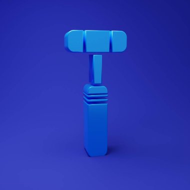 Mavi Nöroloji refleks çekici ikonu mavi arka planda izole edildi. Minimalizm kavramı. 3 Boyutlu resimleme.