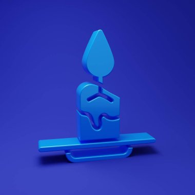 Mavi Aroma mum ikonu mavi arkaplanda izole edilmiş. Minimalizm kavramı. 3 Boyutlu resimleme.