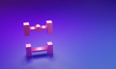 Pembe Chassis araba simgesi mor-mavi arkaplanda izole edilmiş. Minimalizm kavramı. 3 Boyutlu resimleme.