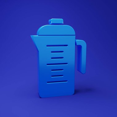 Mavi Saksıkafa simgesi mavi arkaplanda izole edildi. Minimalizm kavramı. 3 Boyutlu resimleme.