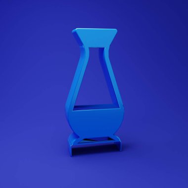 Mavi Hindistan vazosu ikonu mavi arkaplanda izole edildi. Minimalizm kavramı. 3 Boyutlu resimleme.