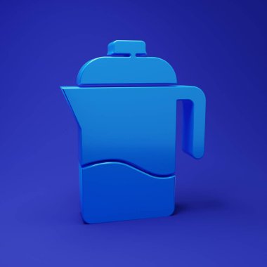 Mavi Fransız basın simgesi mavi arkaplanda izole edildi. Minimalizm kavramı. 3 Boyutlu resimleme.