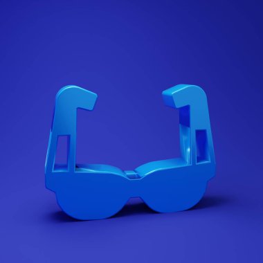 Mavi Spor Bisiklet Güneş Gözlüğü ikonu mavi arka planda izole edildi. Spor gözlüğü ikonu. Minimalizm kavramı. 3 Boyutlu resimleme.