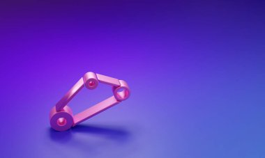 Mor-mavi arkaplanda Pembe Zamanlama Kemerleri simgesi izole edildi. Minimalizm kavramı. 3 Boyutlu resimleme.