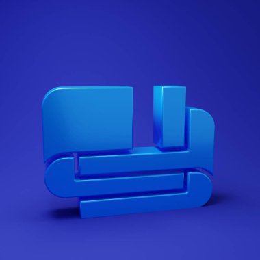 Mavi havlu yığını simgesi mavi arkaplanda izole edildi. Minimalizm kavramı. 3 Boyutlu resimleme.