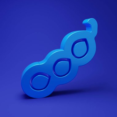 Mavi arkaplanda izole edilmiş mavi bezelye ikonu. Minimalizm kavramı. 3 Boyutlu resimleme.