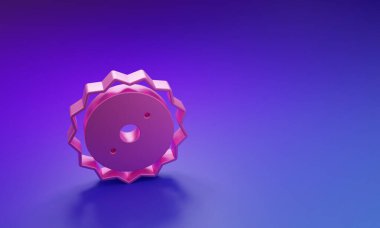Pembe dairesel testere bıçağı ikonu mor-mavi arkaplanda izole edilmiş. Testere tekerleği. Minimalizm kavramı. 3 Boyutlu resimleme.