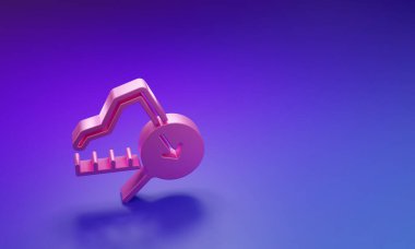 Pembe Küresel Ekonomik Kriz ikonu mor-mavi arka planda izole edildi. Dünya finans krizi. Minimalizm kavramı. 3 Boyutlu resimleme.