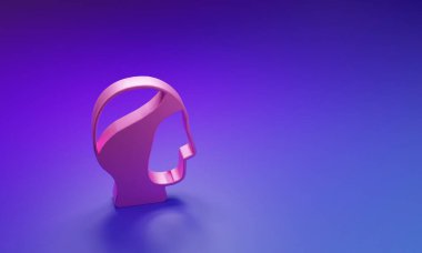 Pembe Dalış başlığı simgesi mor-mavi arkaplanda izole edildi. Zıpkınla balık avlama şapkası. Su altı ekipmanları. Minimalizm kavramı. 3 Boyutlu resimleme.
