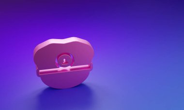 Mor-mavi arkaplanda izole edilmiş pembe şapka simgesi. Minimalizm kavramı. 3 Boyutlu resimleme.