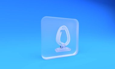 Frosted glass Anal plug icon isolated on blue background. Butt plug sign. Fetish accessory. Sex toy for men and woman. Square frosted glass button. 3D render illustration.