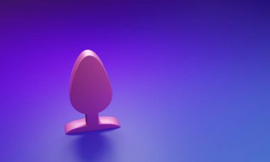 Pink Anal plug icon isolated on purple-blue background. Butt plug sign. Fetish accessory. Sex toy for men and woman. Minimalism concept. 3D render illustration.