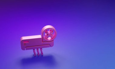 Mor-mavi arka planda izole edilmiş, tornavidalı ve anahtar ikonlu pembe klima. Ayarlama, servis, ayar, bakım, onarım, onarım. Minimalizm kavramı. 3 Boyutlu resimleme.