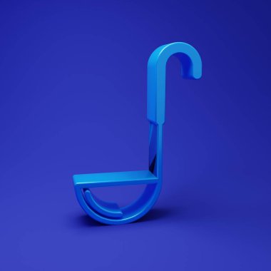 Mavi Mutfak kepçesi simgesi mavi arkaplanda izole edilmiş. Mutfak aletleri. Çatal kaşık tabelası. Minimalizm kavramı. 3 Boyutlu resimleme.