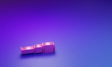 Mor-mavi arka planda izole edilmiş pembe Spyglass teleskop ikonu. Denizci dürbünü. Minimalizm kavramı. 3 Boyutlu resimleme.