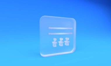 Ampul ve bitki sembolü olan buzlu cam akıllı çiftlik mavi arka planda izole edilmiş. Kare buzlu cam düğme. 3 Boyutlu resimleme.