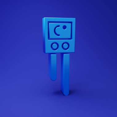 Mavi zemin üzerinde mavi sıcaklık ve nem sensörü simgesi izole edildi. Minimalizm kavramı. 3 Boyutlu resimleme.