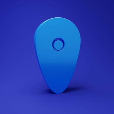 Mavi Kalkan simgesi mavi arkaplanda izole edildi. Gardiyan. Güvenlik, güvenlik, koruma, gizlilik kavramı. Minimalizm kavramı. 3 Boyutlu resimleme.