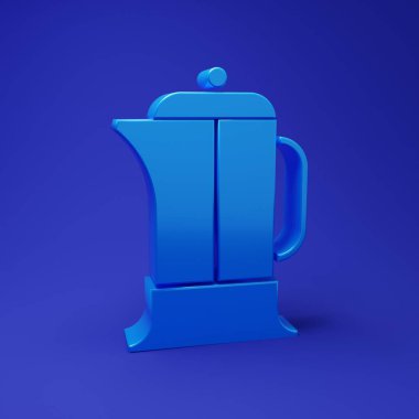 Mavi Fransız basın simgesi mavi arkaplanda izole edildi. Minimalizm kavramı. 3 Boyutlu resimleme.