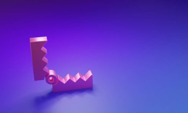 Mor-mavi arka planda izole edilmiş Pembe Tuzak av ikonu. Minimalizm kavramı. 3 Boyutlu resimleme.