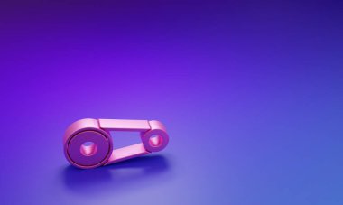 Mor-mavi arkaplanda Pembe Zamanlama Kemerleri simgesi izole edildi. Minimalizm kavramı. 3 Boyutlu resimleme.