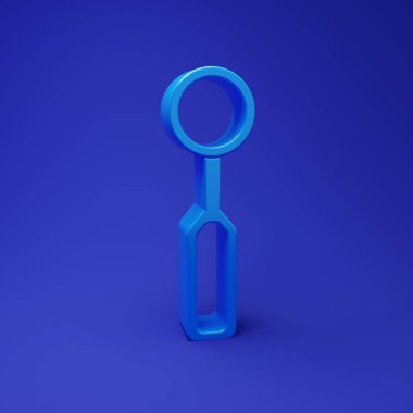 Mavi Diş Denetleme Aynası ikonu mavi arkaplanda izole edildi. Diş muayenesi. Minimalizm kavramı. 3 Boyutlu resimleme.