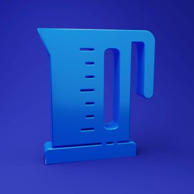 Mavi Elektrik Kettle simgesi mavi arkaplanda izole edildi. Çaydanlık ikonu. Minimalizm kavramı. 3 Boyutlu resimleme.
