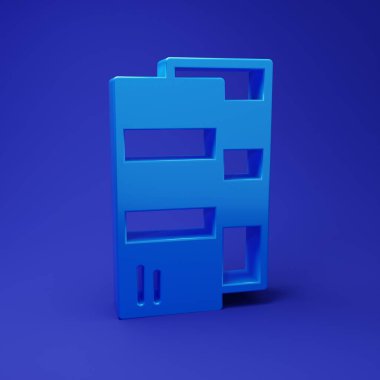 Mavi Pantone palet kitap örneği mavi arka planda izole edilmiş boya ikonu. Gökkuşağı pantonlu boya masası. Minimalizm kavramı. 3 Boyutlu resimleme.